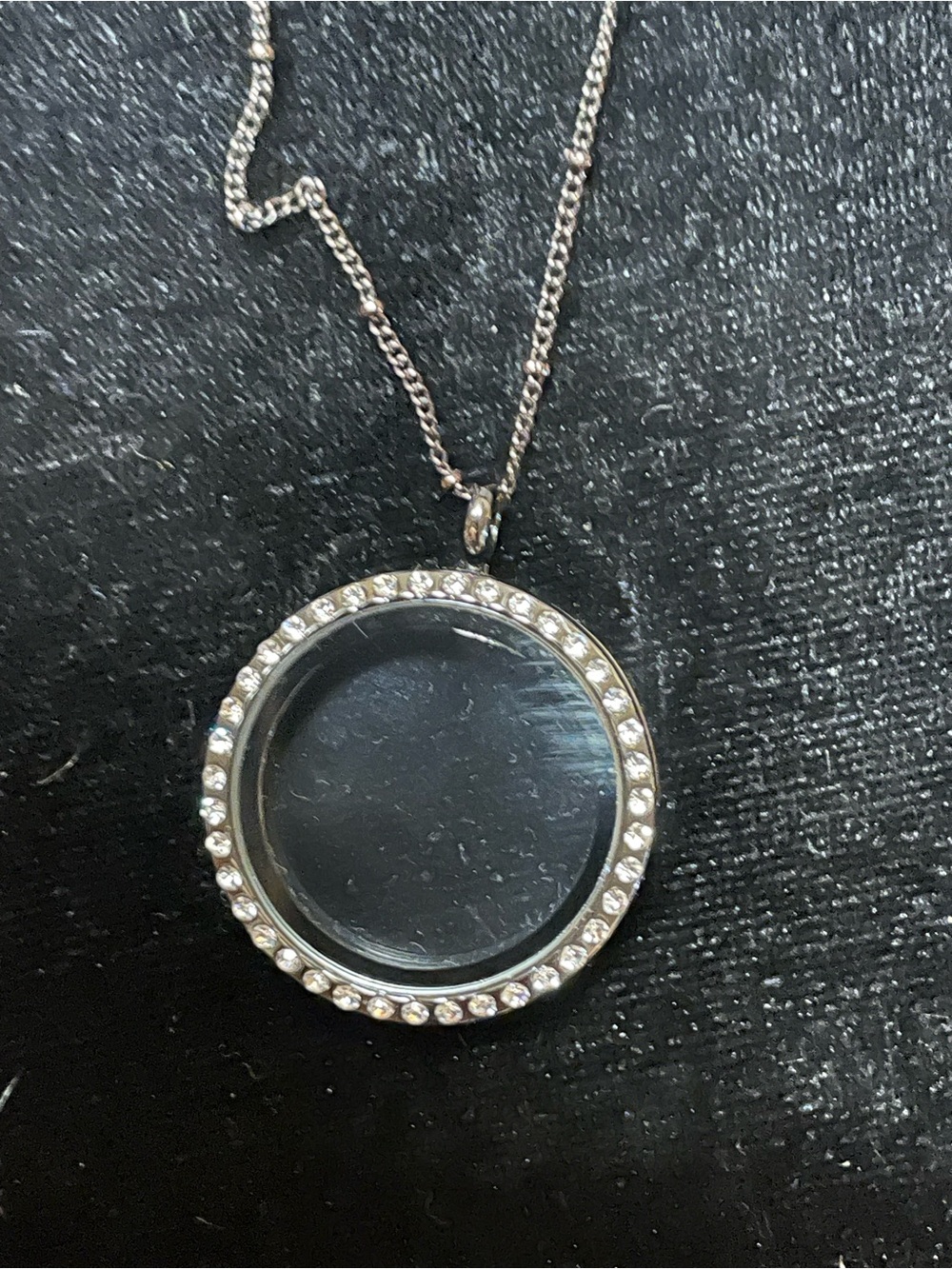 Origami Owl Silver Crystal Round Floating Locket Necklace